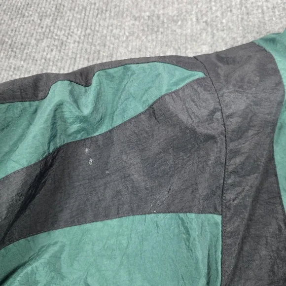 Vintage Adidas Jacket Mens Large Green Trefoil Padded Full Zip Colorblock 90s
